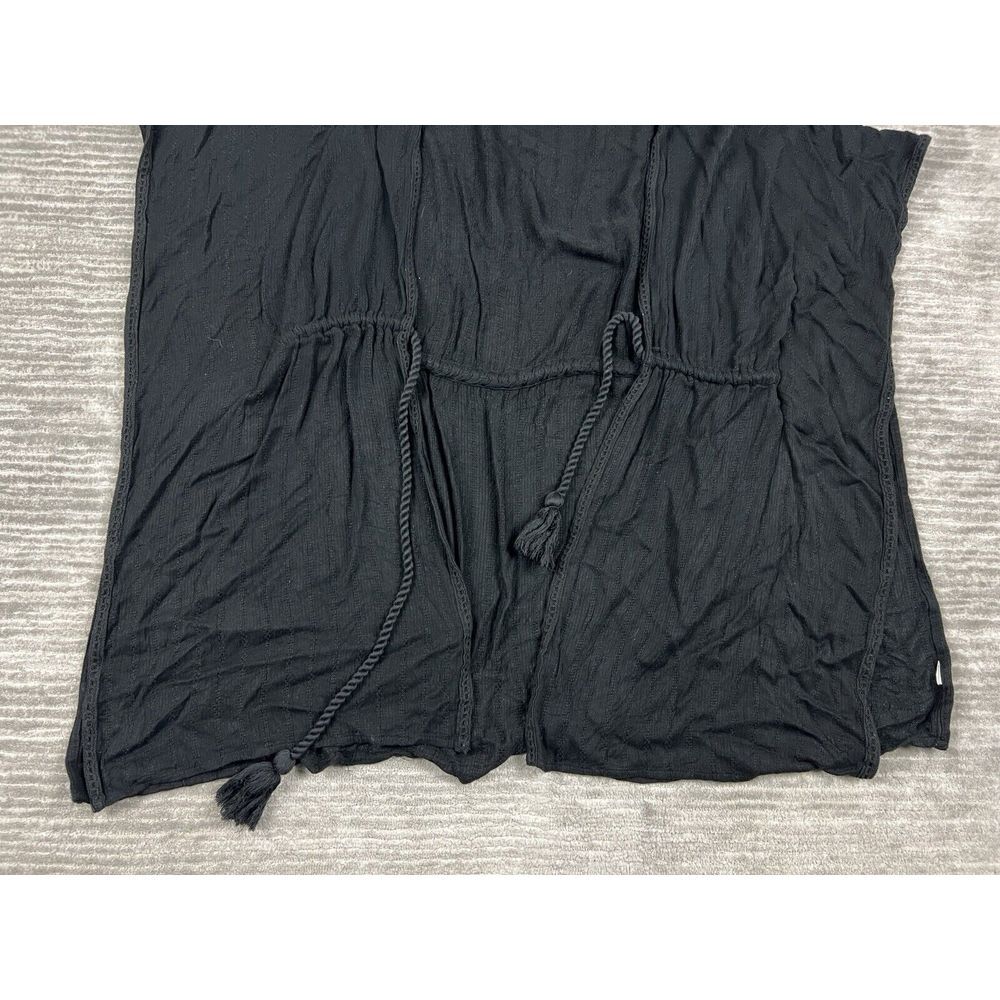Blue Island Womens Beach Cover Up Black One Size Shortsleeve Tie Tasseled - Picture 3 of 9